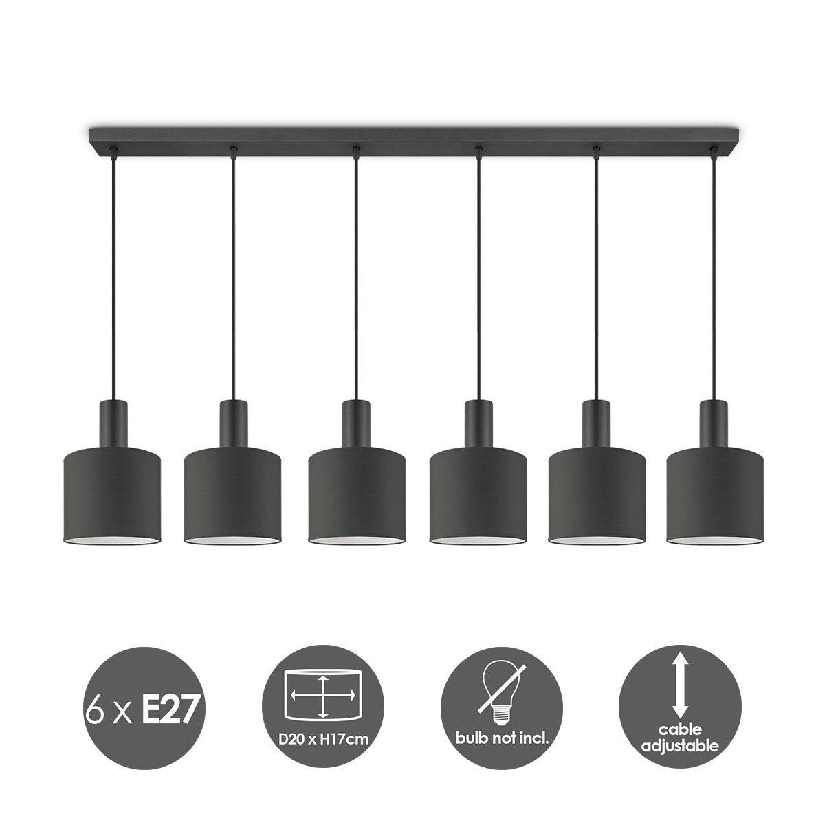 Home Sweet Home hanging lamp Bling-Xxl Beam 6L-Anthracite-20cm