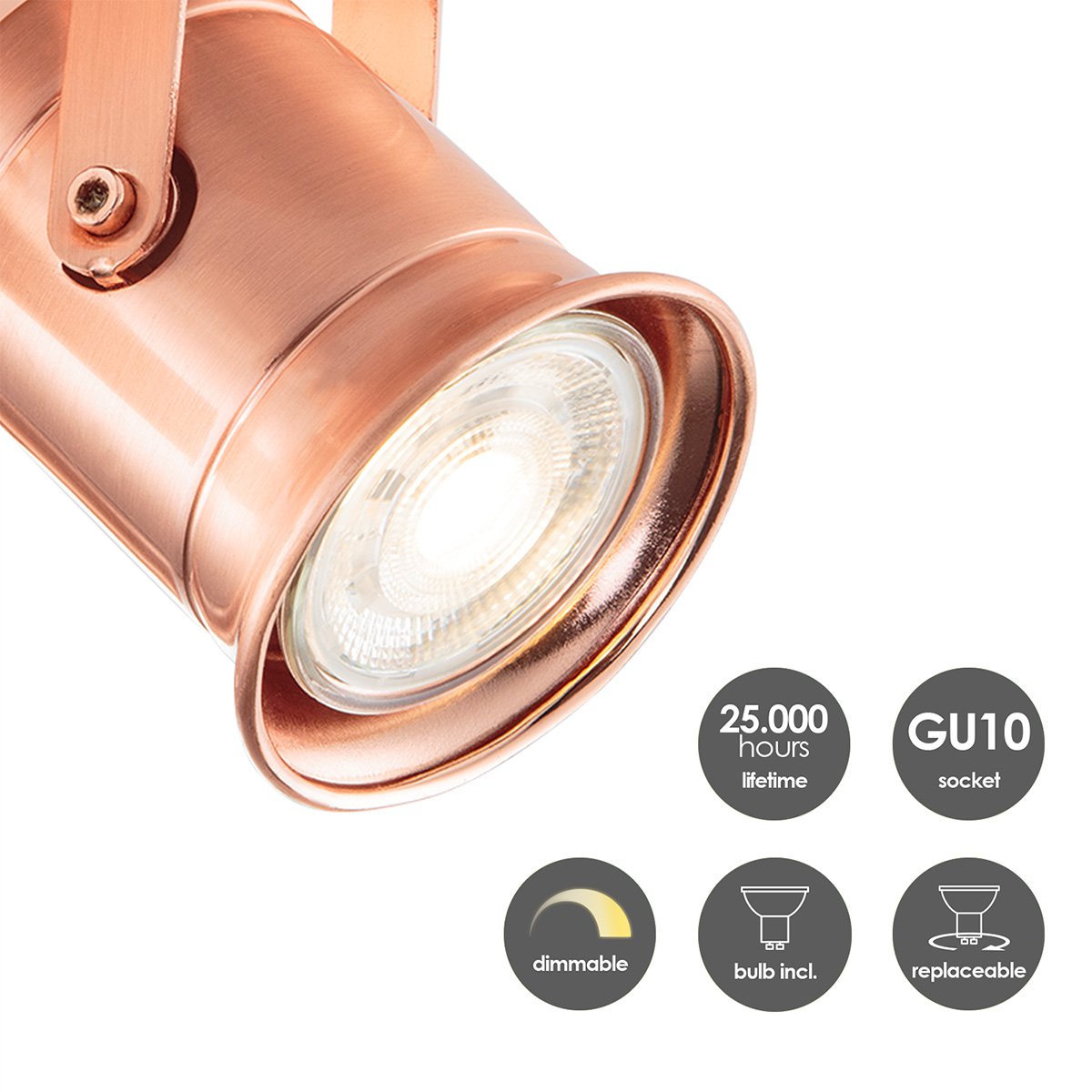 LED Surface-mounted spotlight Venn 4 - incl. dimmable LED lamp - Copper