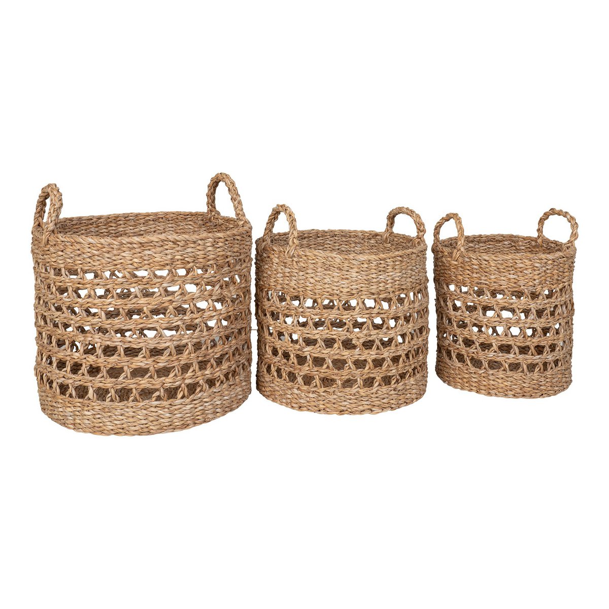 Balok Basket - Mand, zeegras, naturel/zwart, set van 3 |woon-meubel.nl