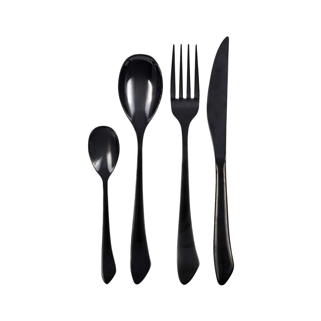 Aulica 24-delige Bestekset – Glanzend Zwart – RVS | woon-meubel.nl