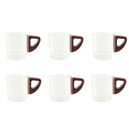 Koffiekopjes 80ml | Houten Handvat | Set van 6 | Minimalistisch Design |woon-meubel.nl