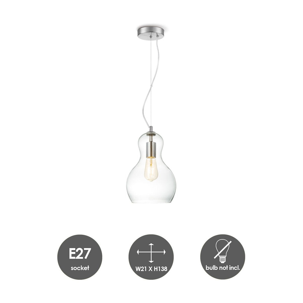 Hanging lamp Bello - Clear - 21x21x138cm
