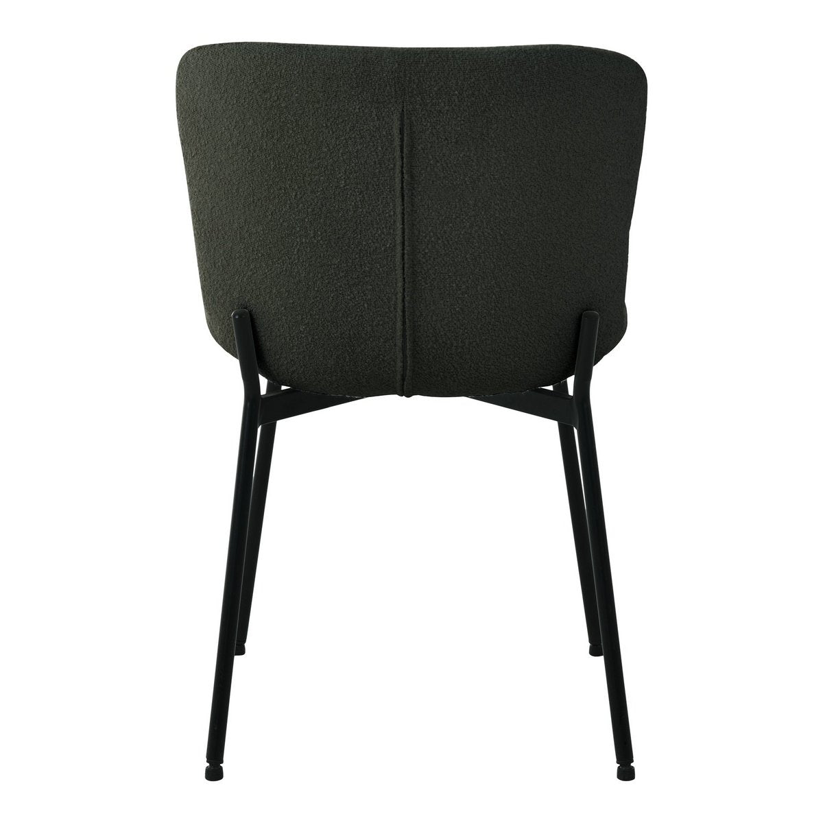 Maceda Dining Chair - Dining chair in bouclé, dark green with black legs - Set of 2