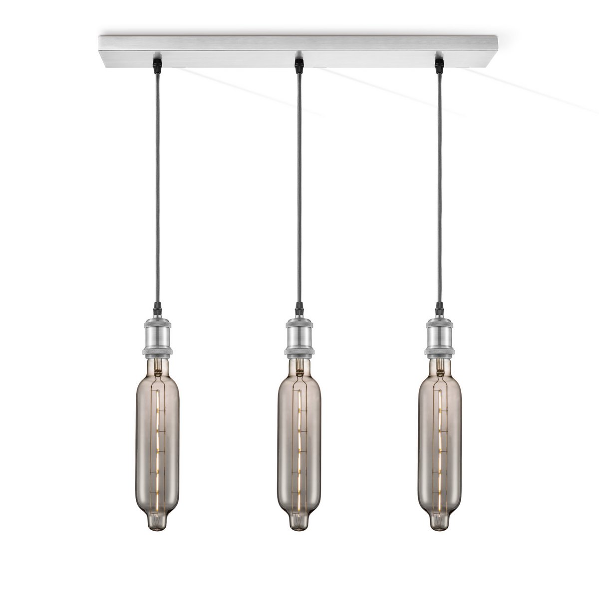 Pendant lamp chrome vintage Tube 3L G78 dimmable E27 smoke