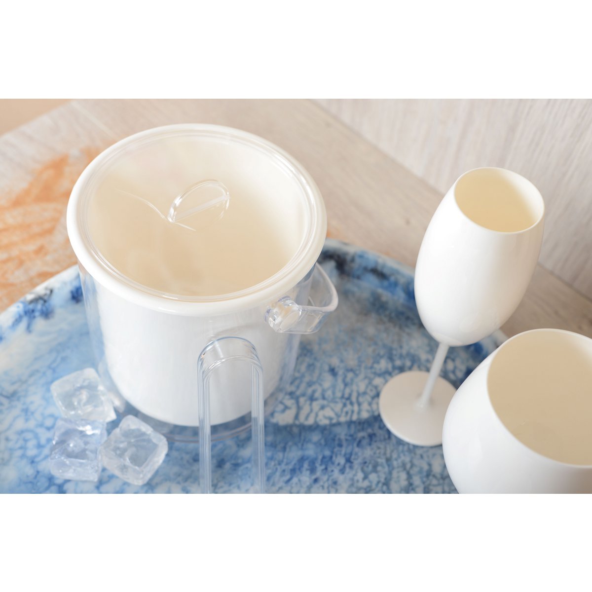Aulica White Acrylic Ice Bucket with Tongs