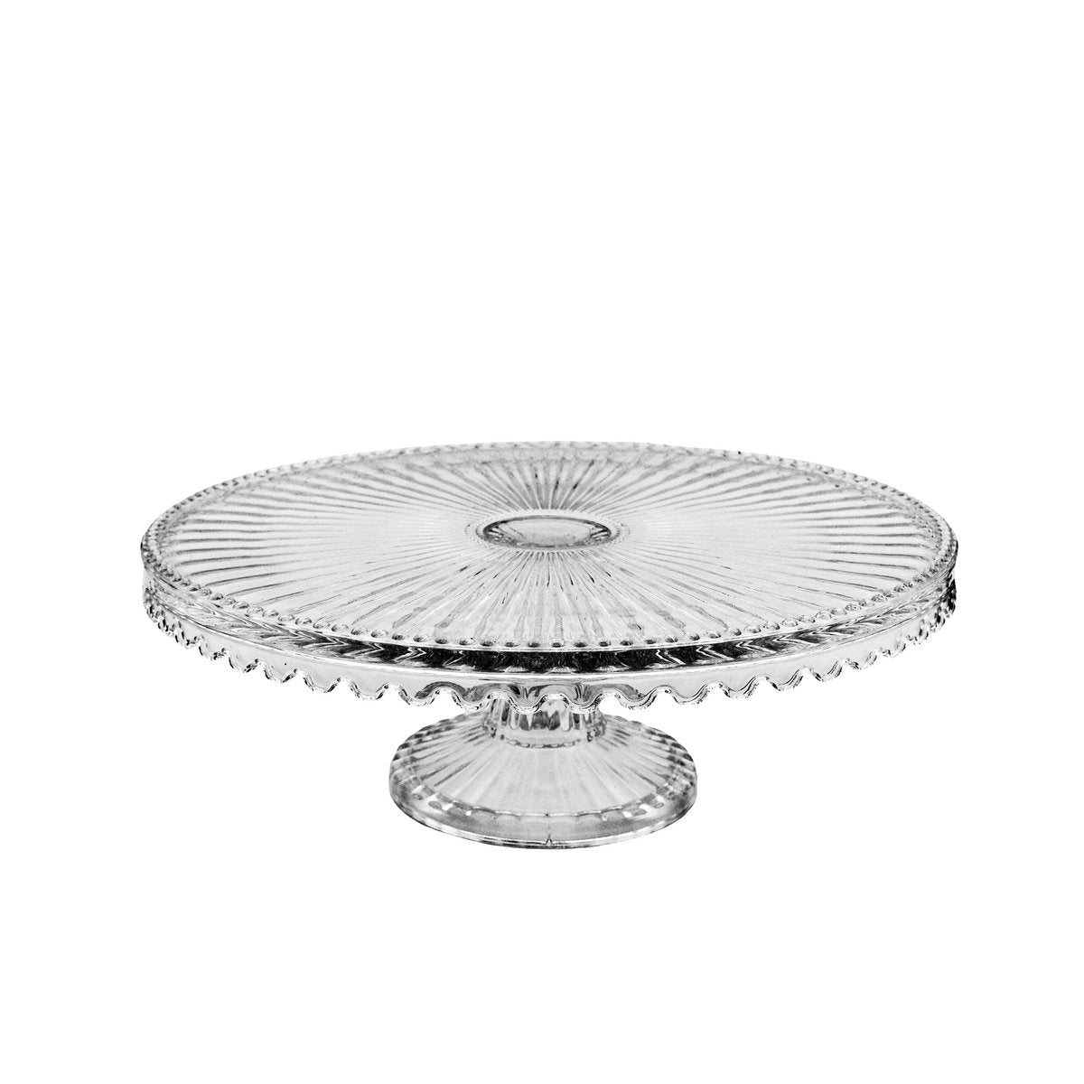 Glazen taartplaat met voet 32x32x12 cm – Aulica – stijlvol dessertgerecht