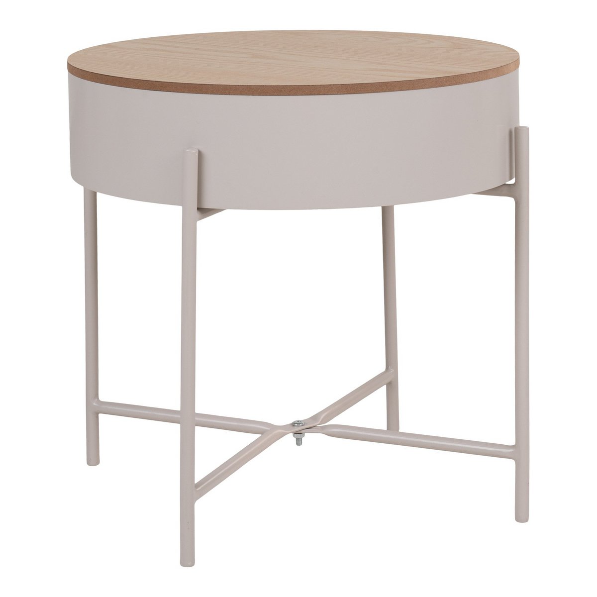 Sisco Side Table - Side table in beige-light gray powder-coated steel, Ø40x40 cm