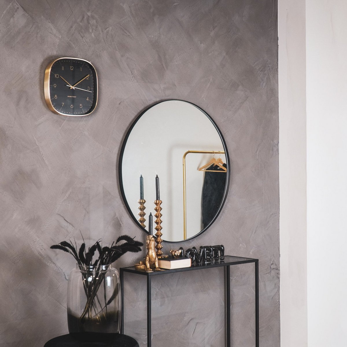 Spiegel - Ronde Wandspiegel - Metaal - Zwart - Ø80cm|woon-meubel.nl