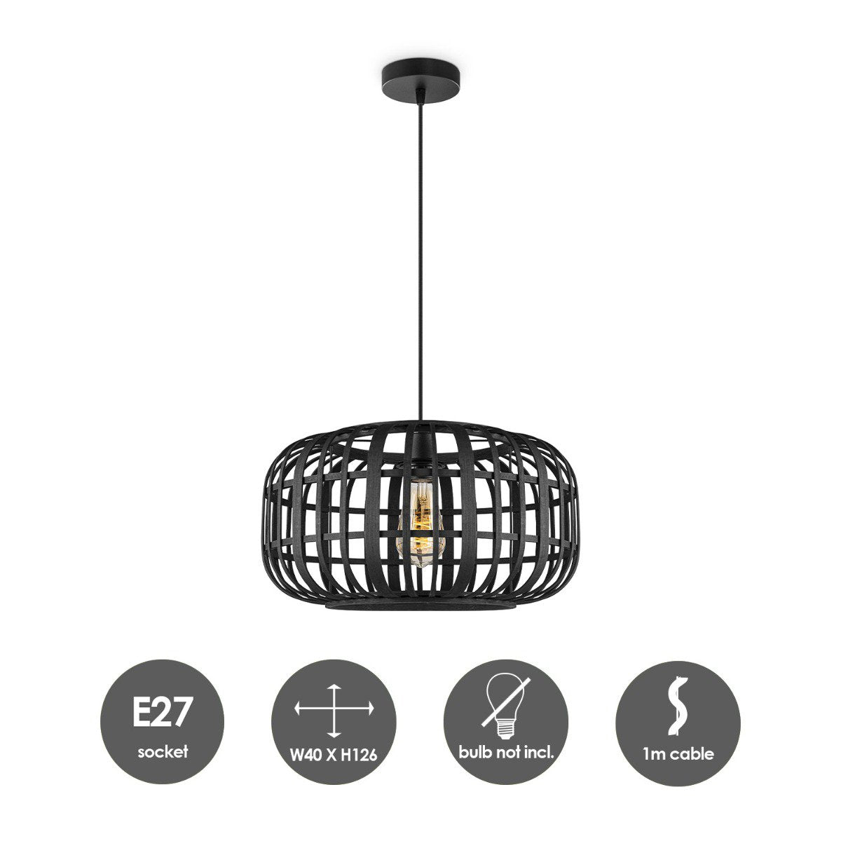 Boheemse Hanglamp Bamboe Lampenkap 40 x 126 cm (B X H)