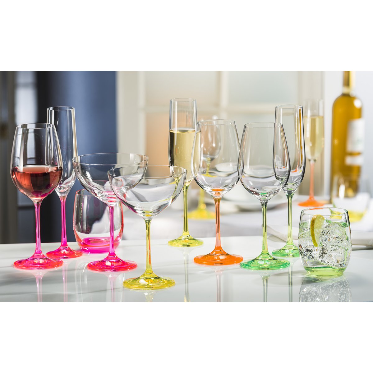 Aulica Set van 4 Neon Cocktailglazen – 340 ml