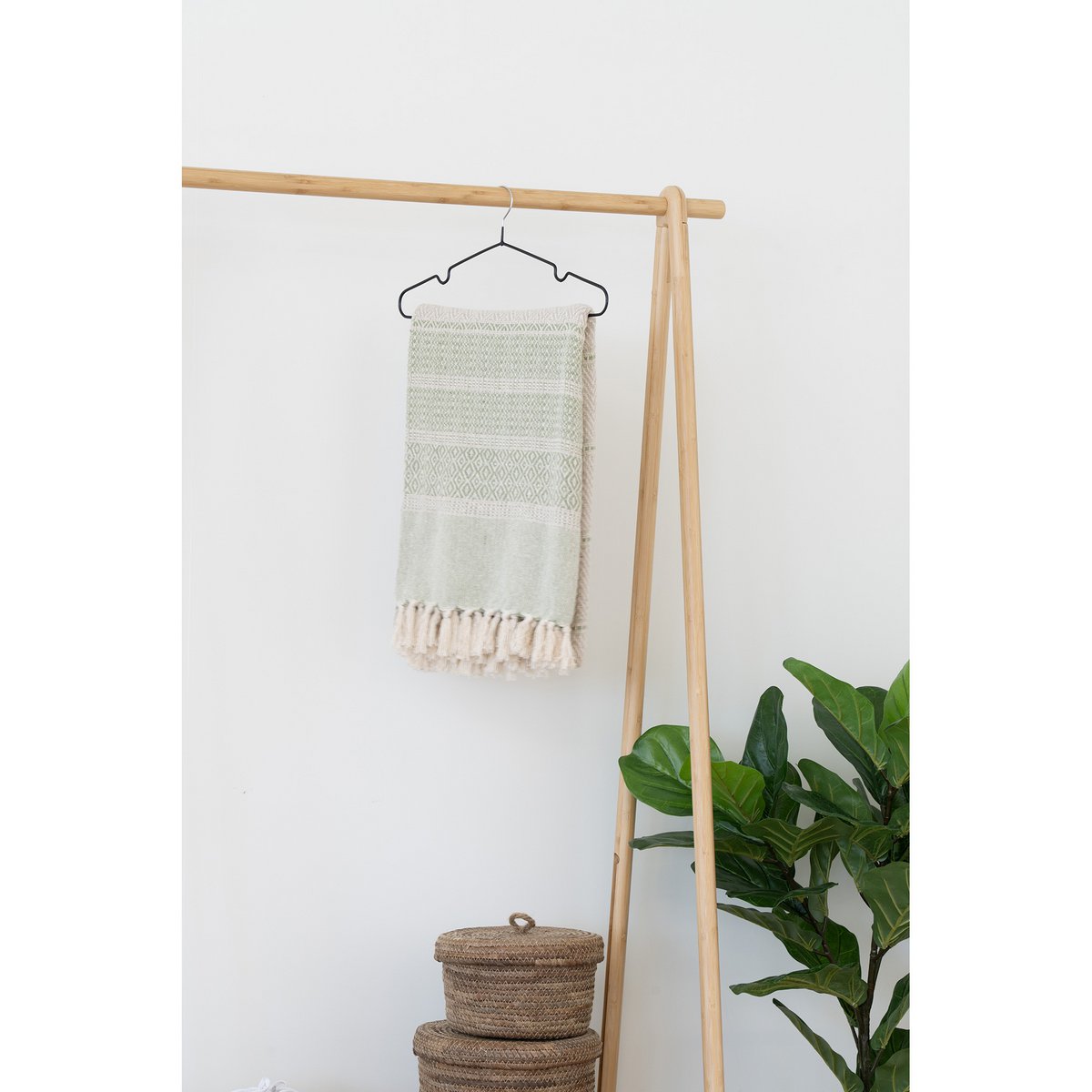 Manisa Plaid - Groen/Beige, Katoen, Polyester, 130x180 cm |woon-meubel.nl