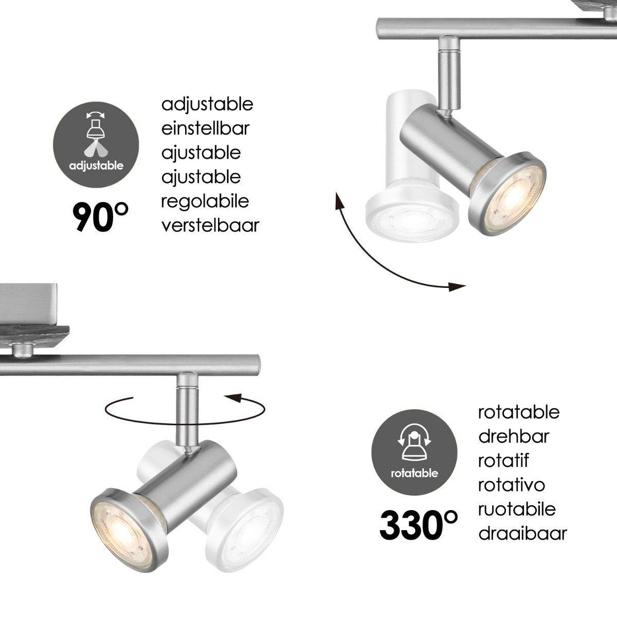 LED Surface-mounted spotlight Stone 2 - dimmable - brushed steel