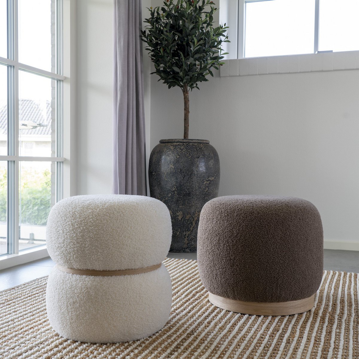 Belfort Pouf - Pouf in Bouclé, brown