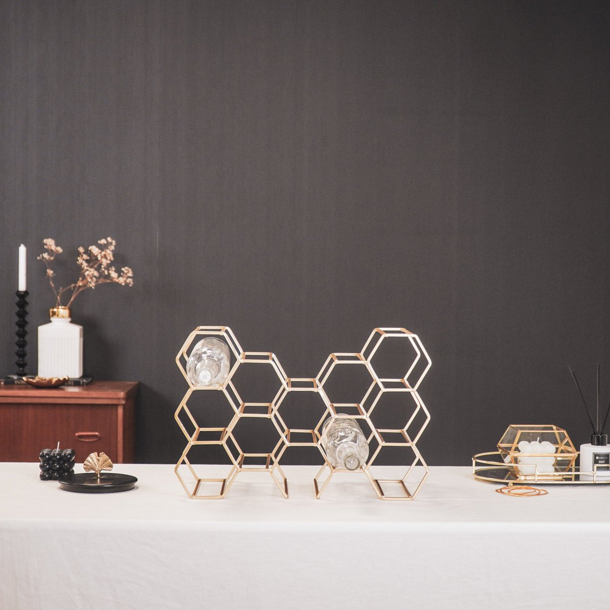 Wijnrek - Metaal - Goud - 11 flessen Moderne |woon-meubel.nl