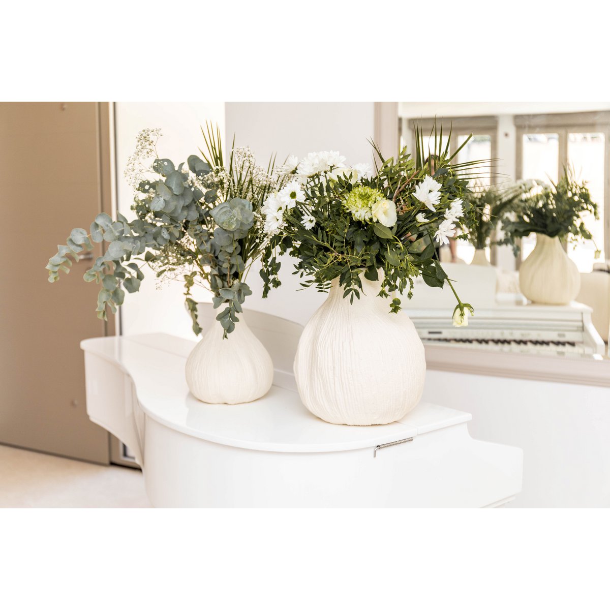 Witte Ronde Vaas Cremeux Groot Model |woon-meubel.nl
