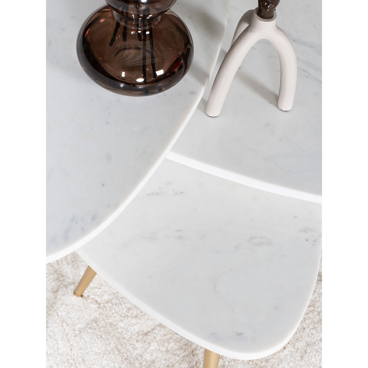 Salontafel Milou – Marmer Organische Parel – 40 cm – Goud |woon-meubel.nl