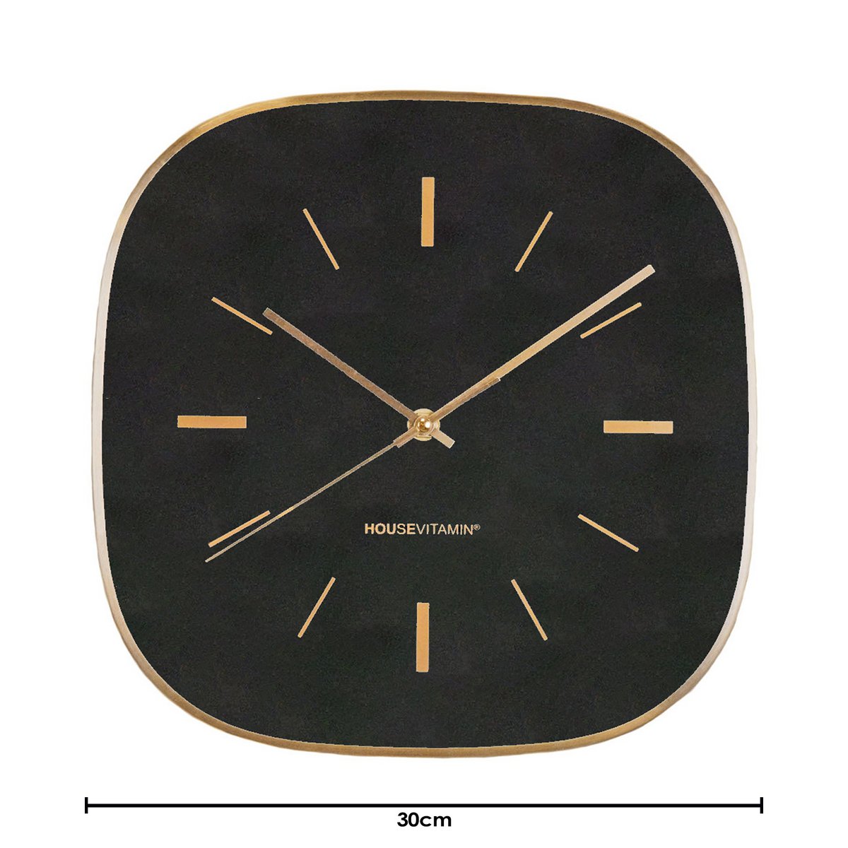 Wandklok Zwart Goud – 30 cm – Modern Design – Glas & Kunststof