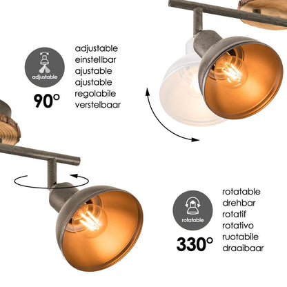 Opbouwspot Denver 2 - incl. dimbare LED lamp - hout|woon-meubel.nl