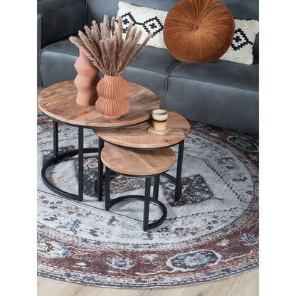 Salontafel Set van 3 - Industriële Salontafelset Jan - Mangohout | woon-meubel.nl