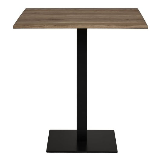Lignano Cafétafel Gerookt Eiken Metalen Onderstel 70x70x75 cm |woon-meubel.nl