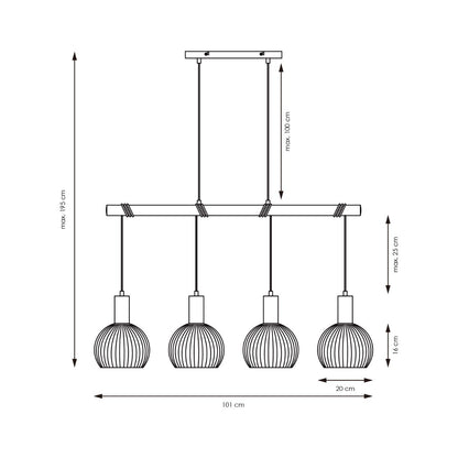 Hanging lamp Credo - Brass - 101x20x195cm