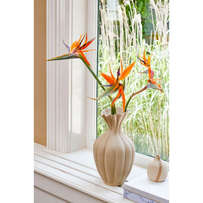 Vase Fiore - L15 x l15 x H40 cm - Céramique - Beige