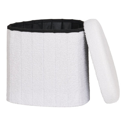 Medford Ottoman – White Teddy Fabric | Soft, Light &amp; Stylish