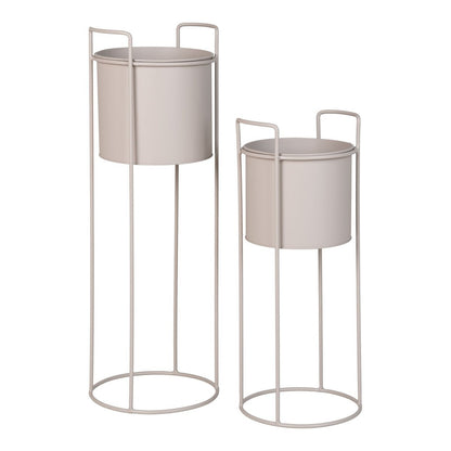 Rabo Flower Stand - Support à fleurs, acier, sable, lot de 2