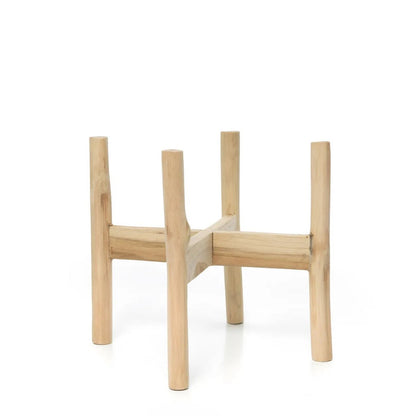 Design Plantenhouder – Terracotta & Teakhout |woon-meubel.nl