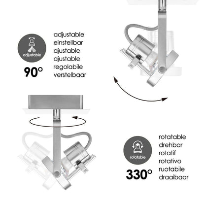 LED Wall Spot Robo - dimmable - brushed steel