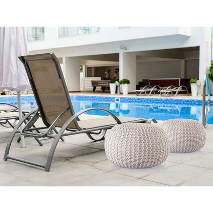 Voglrieder Knitted Outdoor Pouf – Ø 55 cm – Waterproof – Available in Various Colors