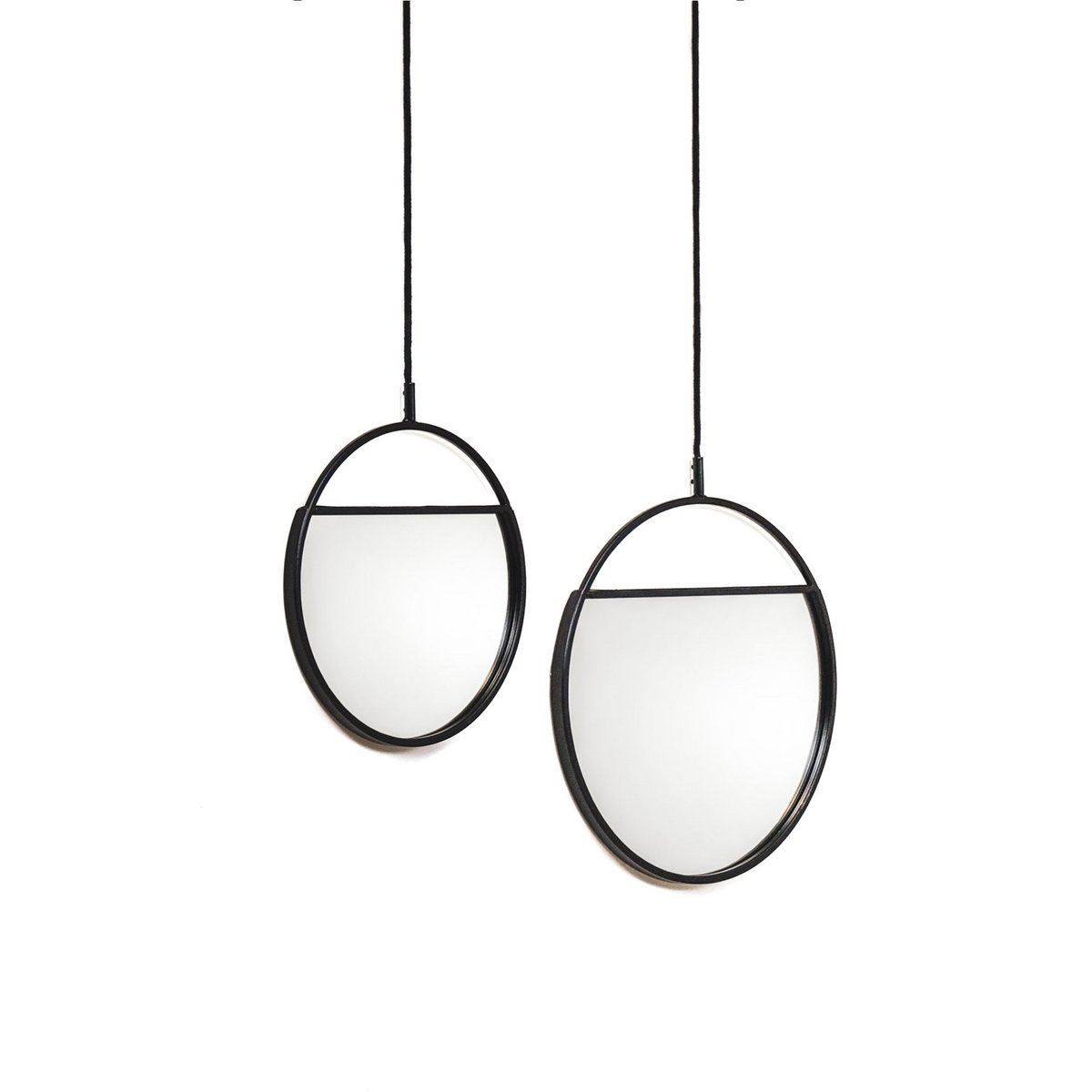 Mirror - Round Wall Mirrors - Metal - Black -S2- 25x90 &amp; 30x100