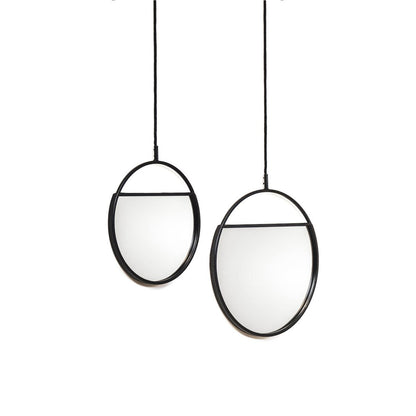 Mirror - Round Wall Mirrors - Metal - Black -S2- 25x90 &amp; 30x100