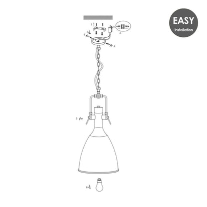 Hanging lamp Dive - chrome - 28.5x29x140cm