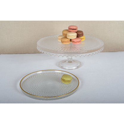 Glazen taartplaat met voet 32x32x12 cm – Aulica – stijlvol dessertgerecht