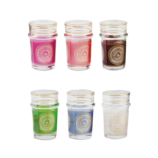 Set van 6 Gouden Theekopjes Arabisch – Multicolor – Aulica – Glas 6x6x10cm