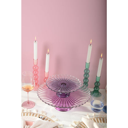 Blauwe Taartschaal op Voet 21 cm – Aulica – Glas – Elegante Presentatie |woon-meubel.nl