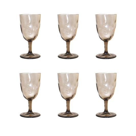 Set van 6 Acryl Bruine Wijnglazen – Aulica Marie Design |woon-meubel.nl