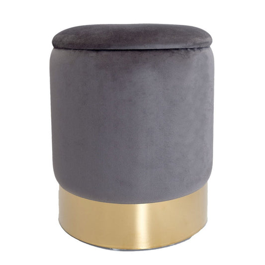 🛋️ Voglrieder Velours Hocker – Ø 31 x H 38 cm – Met Opbergruimte – Zachte Zithocker van Velours – Verkrijgbaar in 7 Kleuren