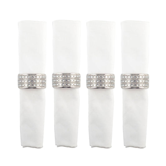 Aulica Set van 4 Zilveren Servetringen met Diamanten – Pure Tafelklasse