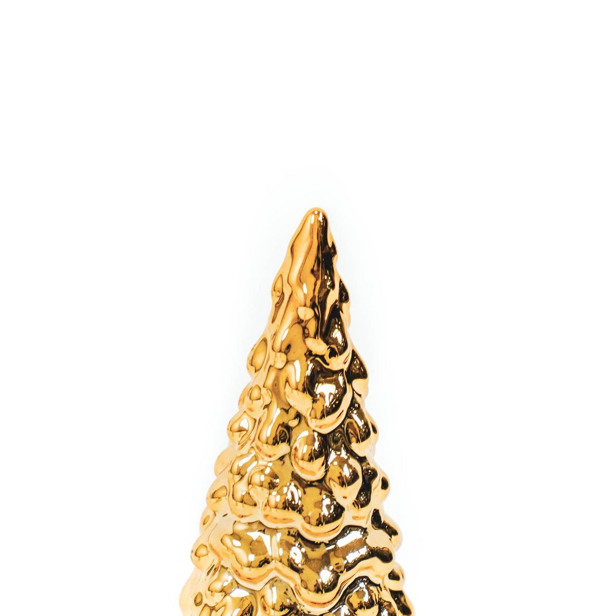 Ornament - Kerstboom - Keramiek - Goud - 9x9x20cm