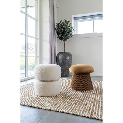Milford Poef - Poef in gekruld, wit - Bouclé Design  |woon-meubel.nl