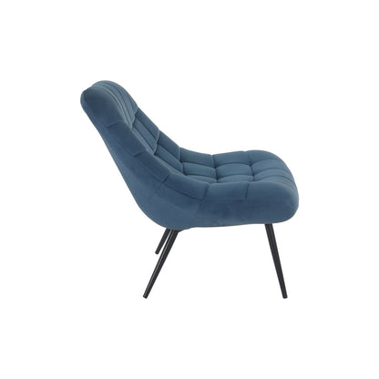 Fauteuil XXL velours blauw metaal zwart | woon-meubel.nl