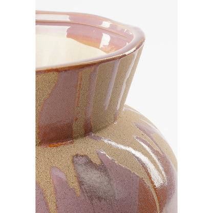 Javi Vase - H28 x Ø28 cm - Ceramic - Pink, Beige