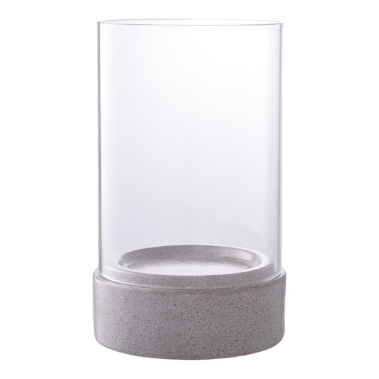 Bougeoir Hurricane - Céramique/verre gris, 16 x 16 x 25,5 cm