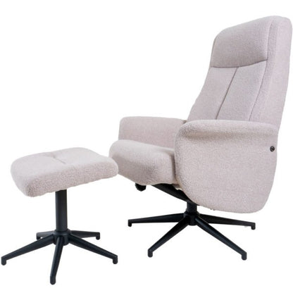 Relaxfauteuil Bindy + Hocker – Bouclé – Naturel | woon-meubel.nl