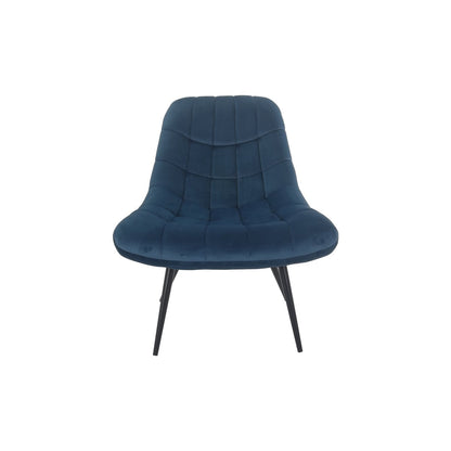 Fauteuil XXL velours blauw metaal zwart | woon-meubel.nl