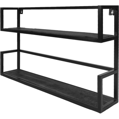 Wandplank Vintage Zwart Mangohout - Duo | woon-meubel.nl