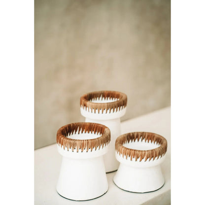 De Mooie Kaarsenhouder terracotta - Wit Naturel - M |woon-meubel.nl