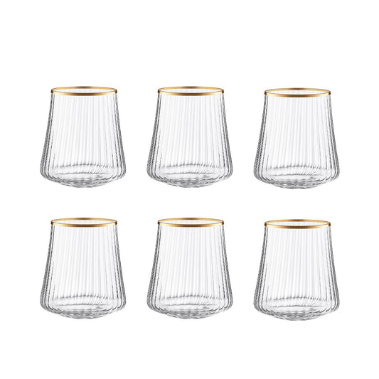 Waterglazen met Gouden Rand – Set van 6 – 350 ml – Luxe